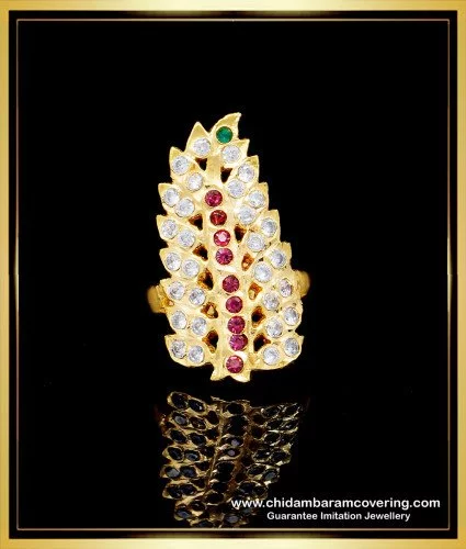 Swanky Diva Copper highly Gold Plated Kundan Made Double Finger Ring for  Wedding Jewelry for Women