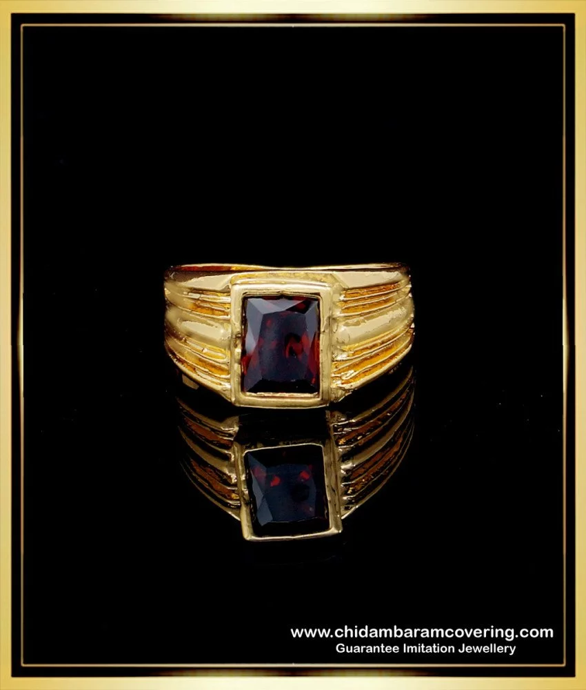 Kollam Supreme Golden Elegant Gold Plated Red Stone Cz Finger Ring at Rs  200/piece in Thiruvananthapuram