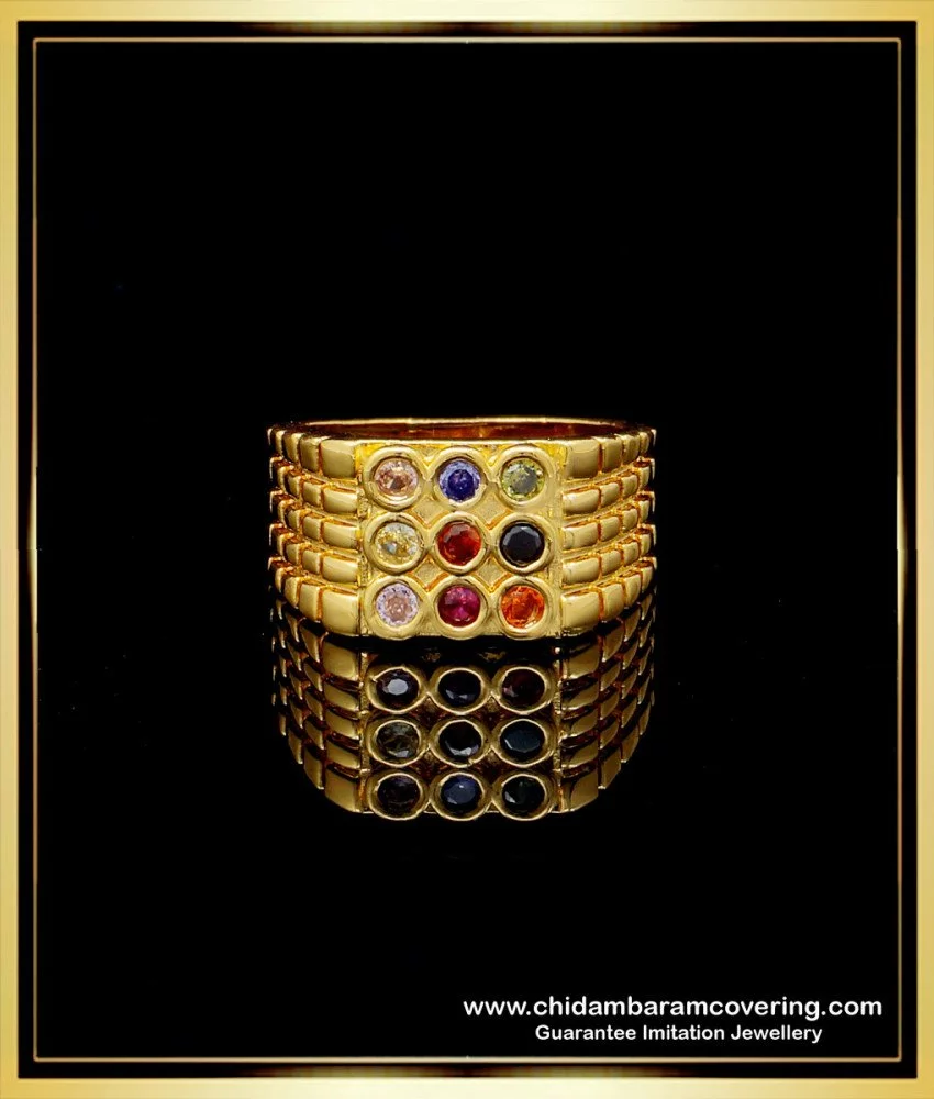 Bajirao Navgraha Ring (Luxury) in Gold | GemPundit