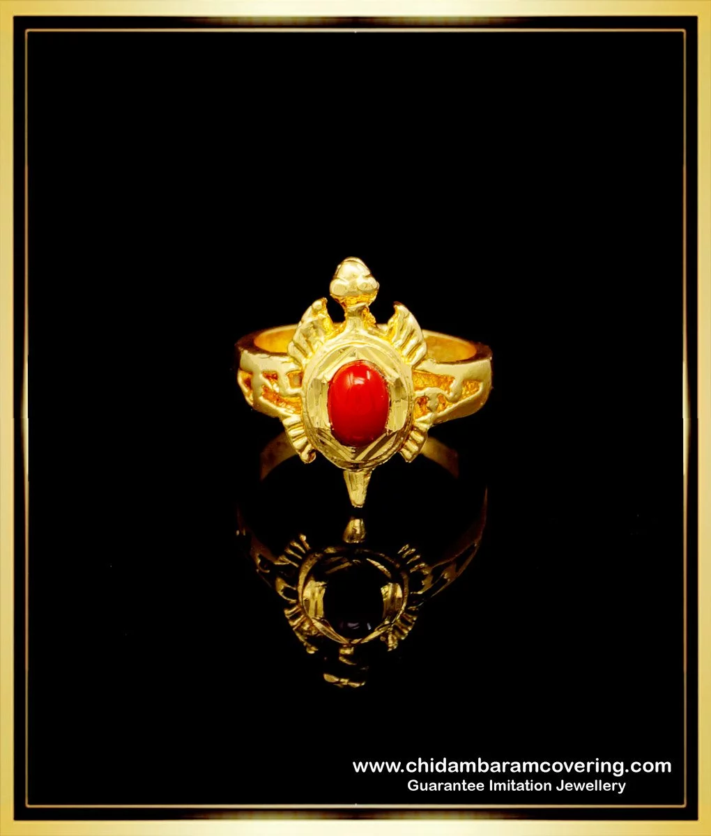 rng251 impon jewellery gold plated lucky charm coral tortoise ring online 1