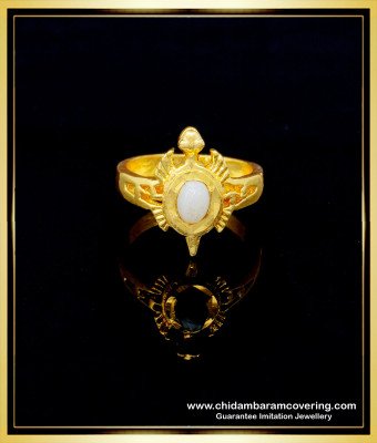 RNG252 - Trendy Impon Ring Gold Plated White Pearl Turtle Ring Gold Design Online