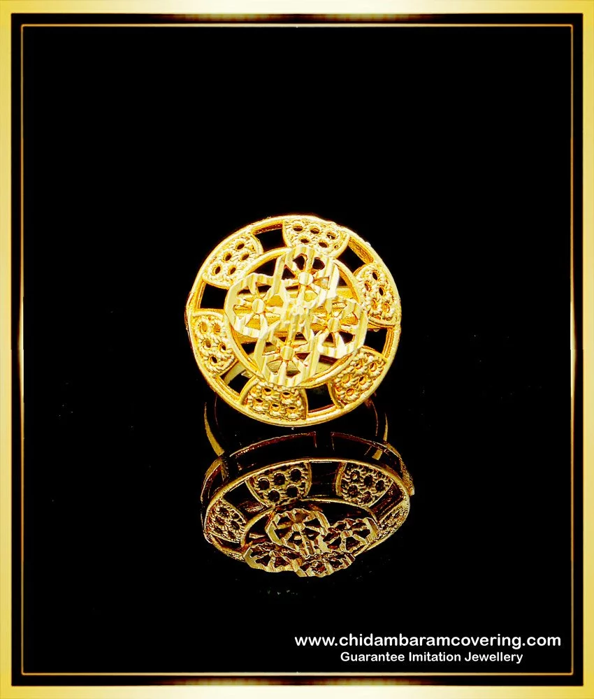 rng259 one gram gold wedding round shape adjustable ladies finger ring for wedding 1