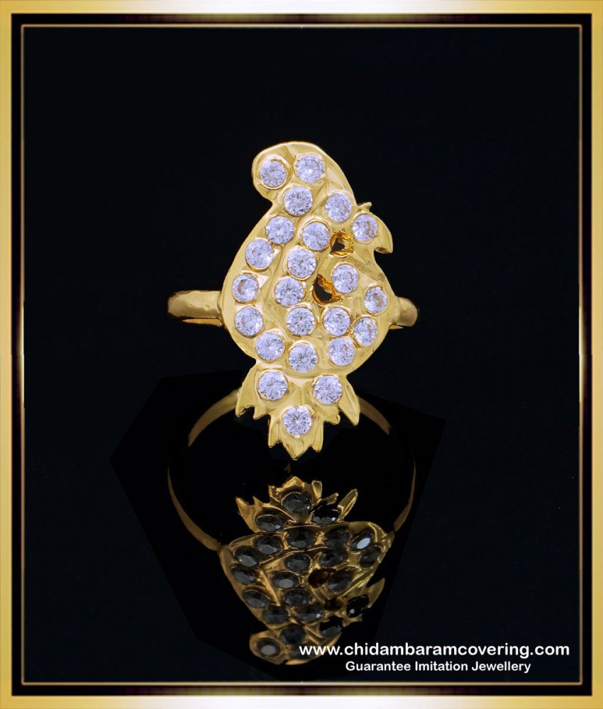 Gold Design White Stone Original Impon Finger Ring