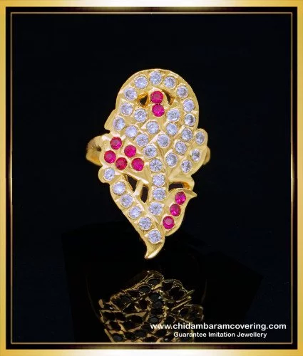 Gold tone Baby pink block stone adjustable finger ring dj-42637 – dreamjwell