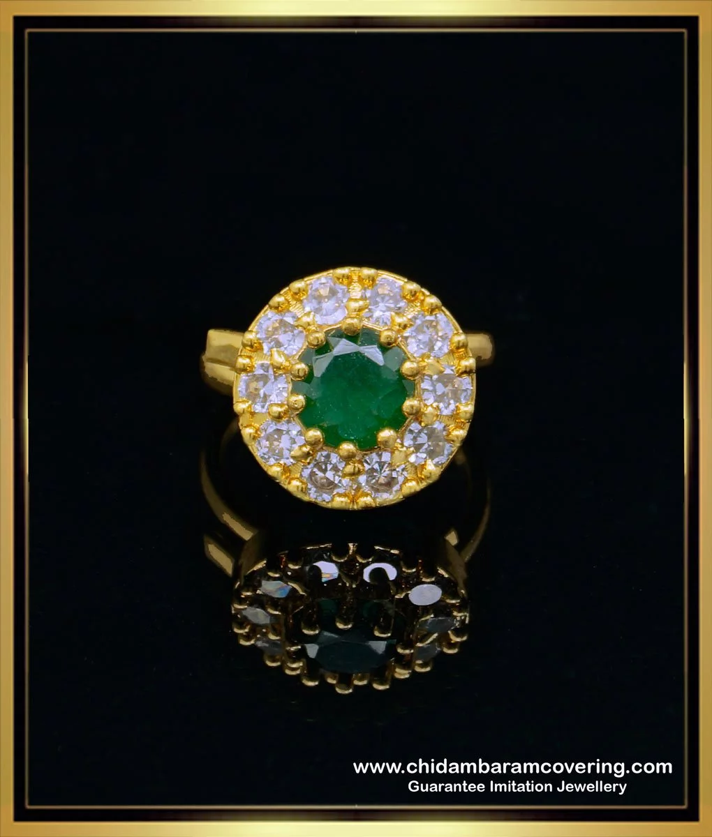 Buy Priyaasi Silver Plated Emerald Stone Studded Solitaire Finger Ring  Online