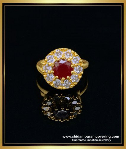 RNG299 - Elegant Ruby Stone Adjustable Finger Ring Design for Female