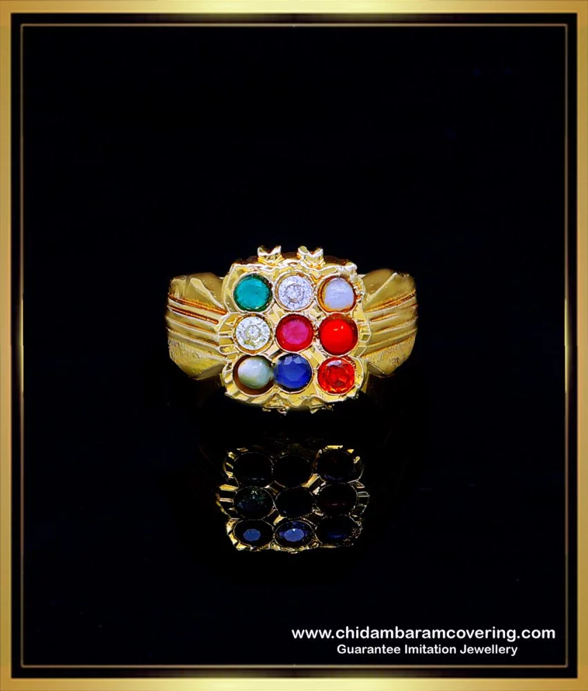 Navratan ring 100 %/percent Original Gold Polish Navratna/Navratan/9/Nine  Gemstone Ring With Artificial/