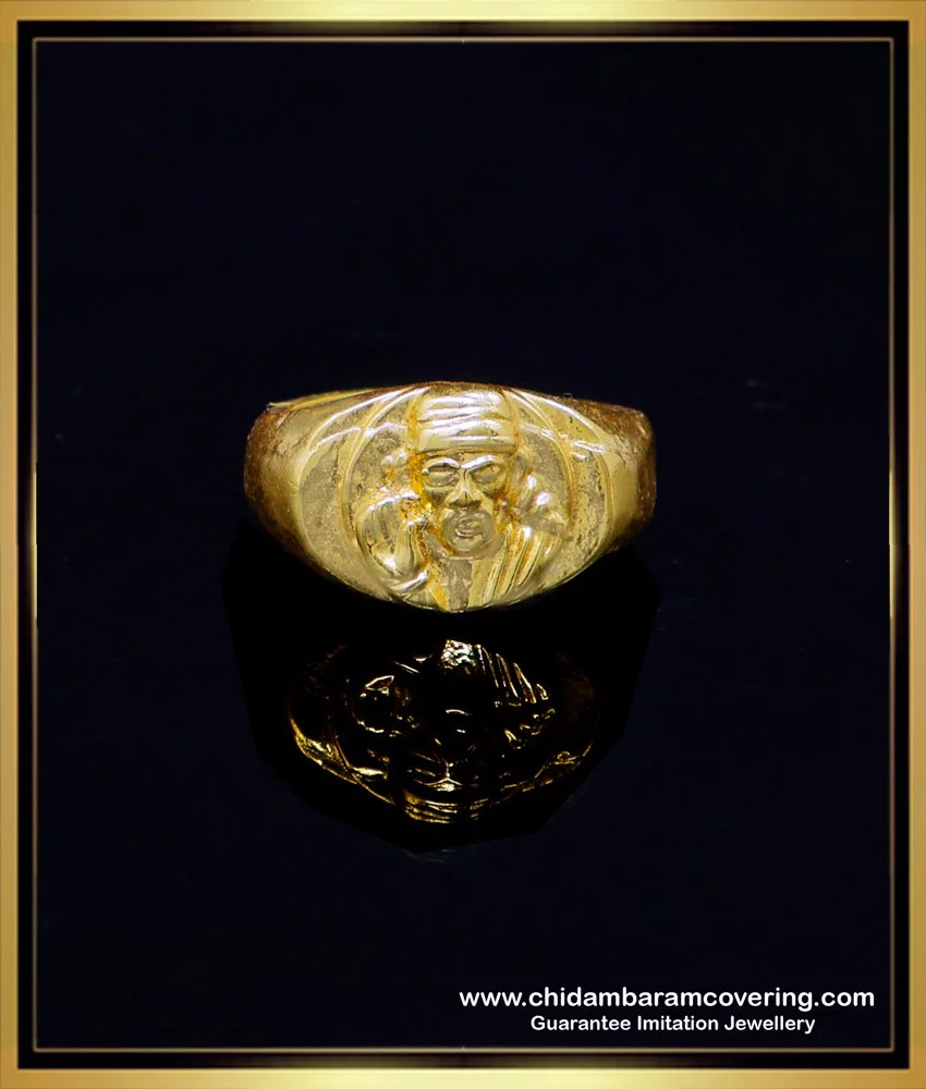 235-GR6594 - 22K Gold 'Sai Baba' Ring with Cz For Men | Gold ring designs,  Gold, Gold bride jewelry
